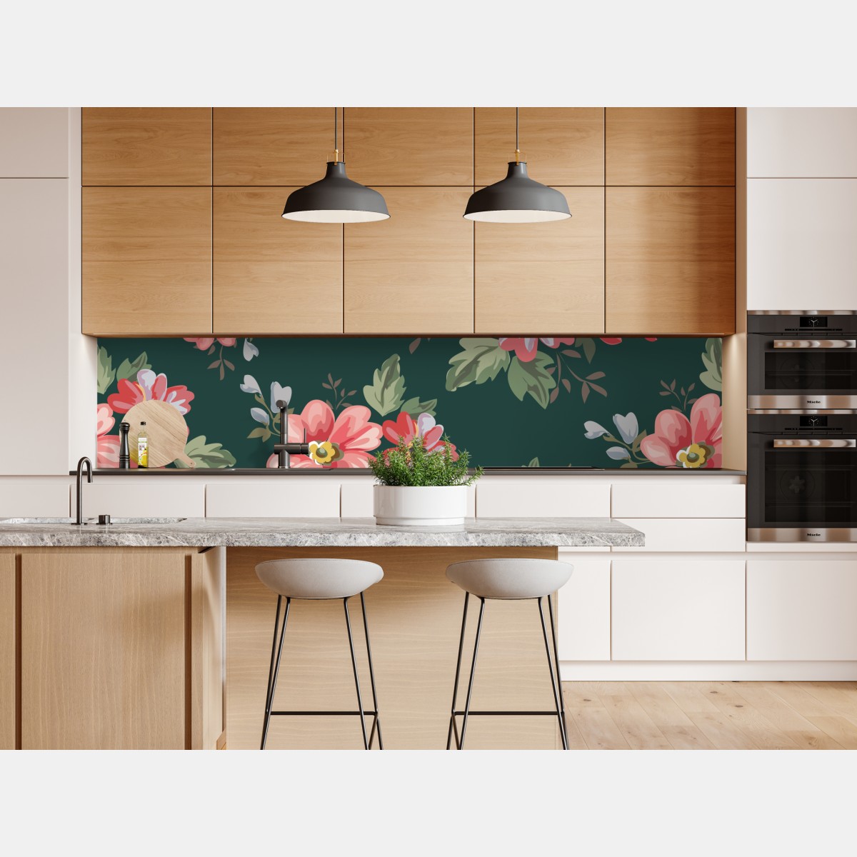 Repositionierbarer Aufkleber vintage rosa blumenmuster auf tiefgrün – Wallnifity® Repositionierbarer Aufkleber vintage rosa blumenmuster auf tiefgrün – Wallnifity®