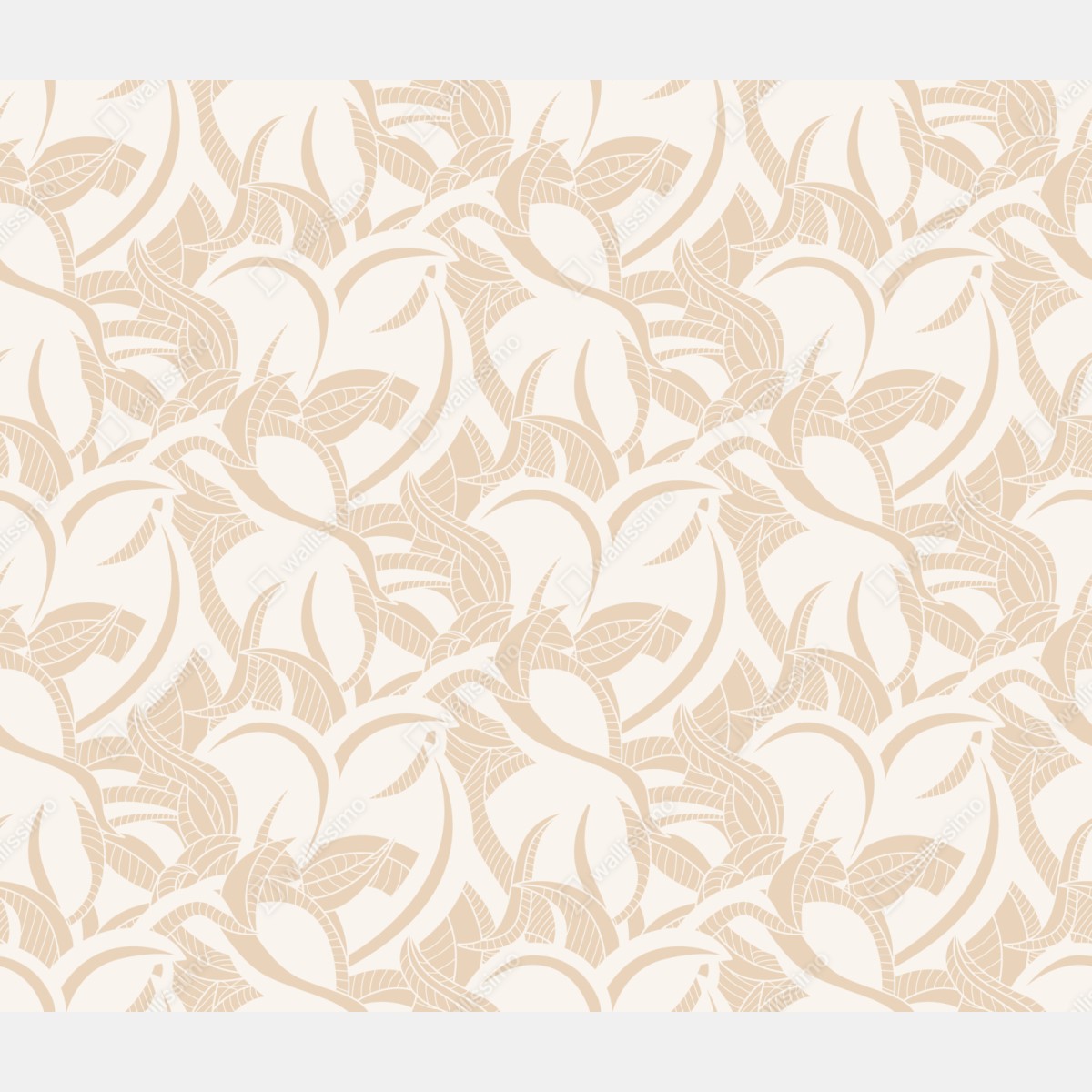 Repositionierbarer Aufkleber beiges blattmuster im botanischen stil – Wallnifity® Repositionierbarer Aufkleber beiges blattmuster im botanischen stil – Wallnifity®