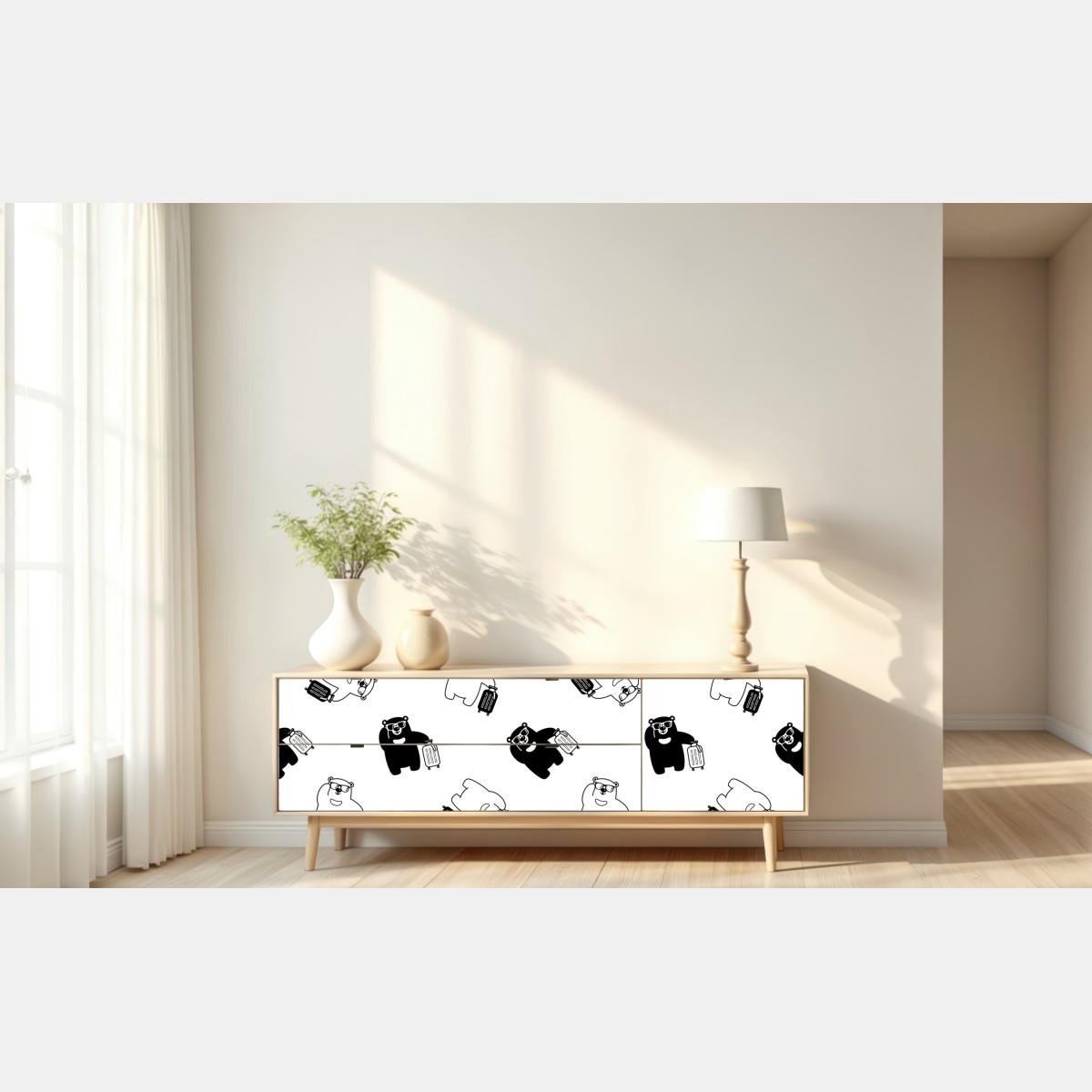 Repositionierbarer Aufkleber reisende bären muster – Wallnifity® Repositionierbarer Aufkleber reisende bären muster – Wallnifity®