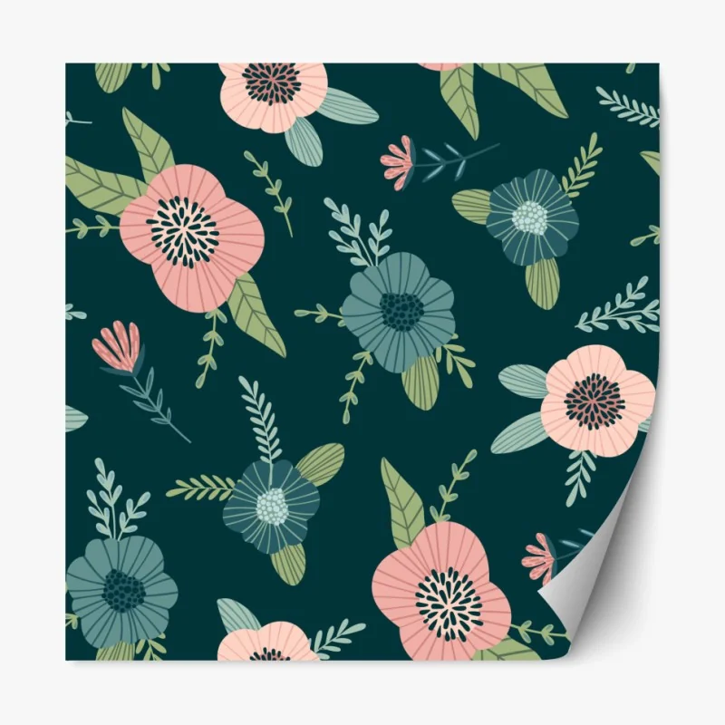 Repositionierbarer Aufkleber pastelliges botanisches blumenmuster – Wallnifity® Repositionierbarer Aufkleber pastelliges botanisches blumenmuster – Wallnifity®