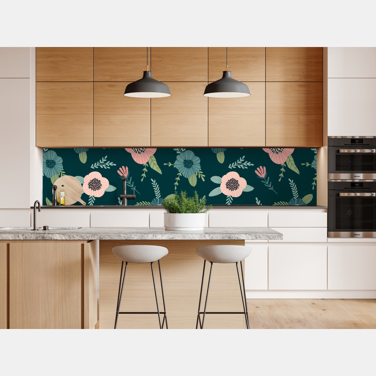 Repositionierbarer Aufkleber pastelliges botanisches blumenmuster – Wallnifity® Repositionierbarer Aufkleber pastelliges botanisches blumenmuster – Wallnifity®