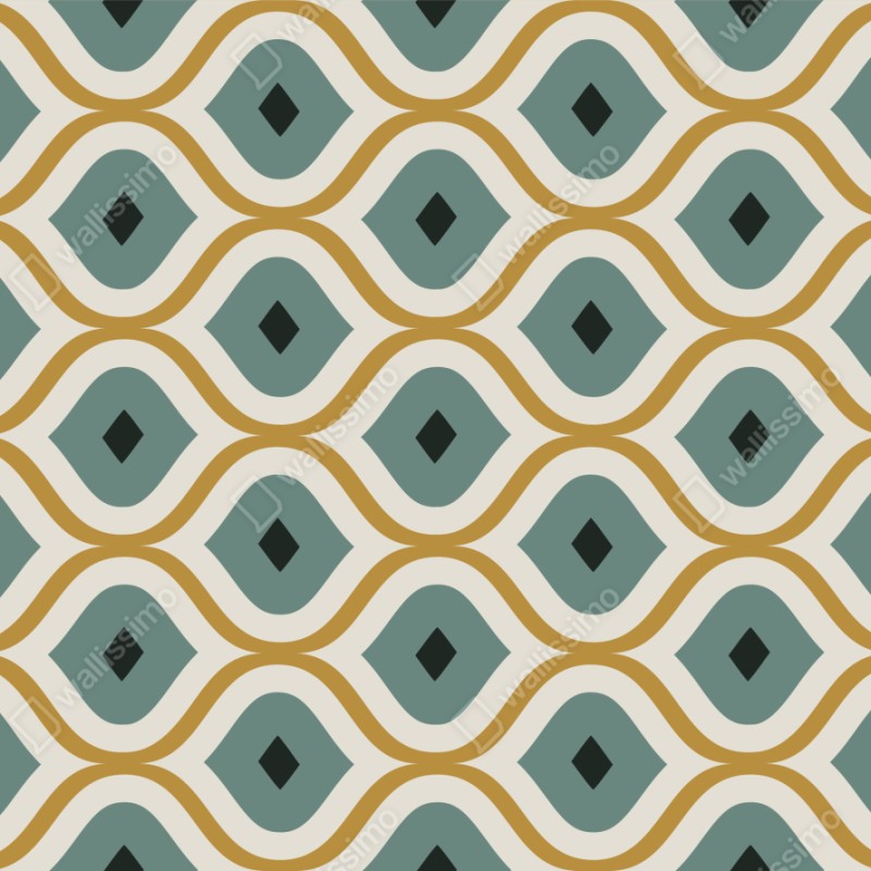 Repositionierbarer Aufkleber türkis-goldenes geometrisches ornament – Wallnifity® Repositionierbarer Aufkleber türkis-goldenes geometrisches ornament – Wallnifity®