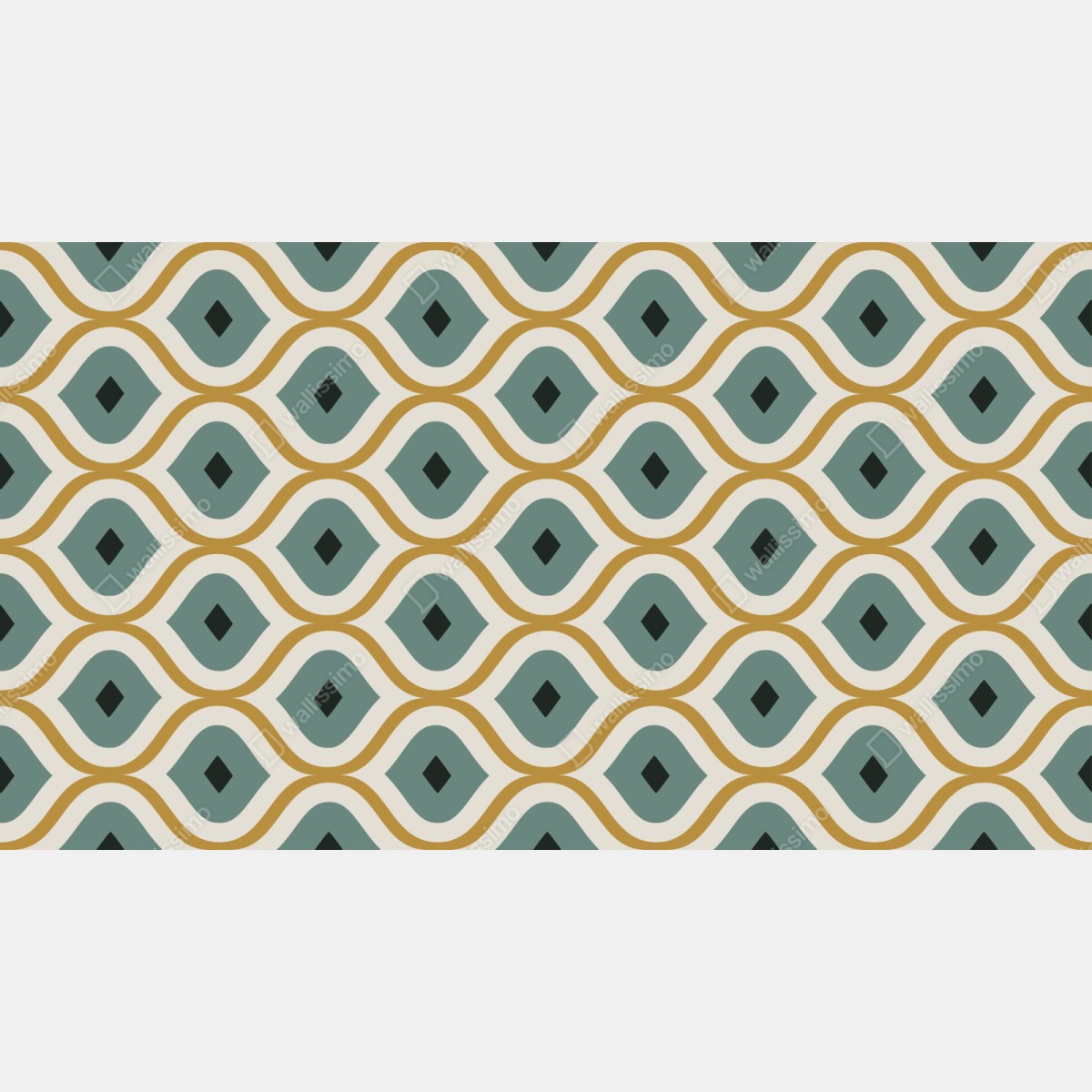 Repositionierbarer Aufkleber türkis-goldenes geometrisches ornament – Wallnifity® Repositionierbarer Aufkleber türkis-goldenes geometrisches ornament – Wallnifity®
