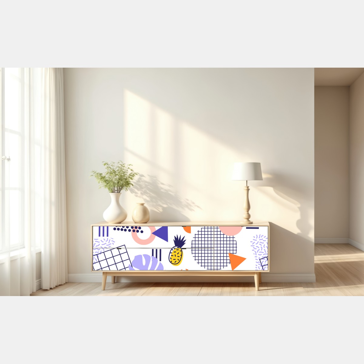 Repositionierbarer Aufkleber verspieltes tropisches geometrisches muster – Wallnifity® Repositionierbarer Aufkleber verspieltes tropisches geometrisches muster – Wallnifity®