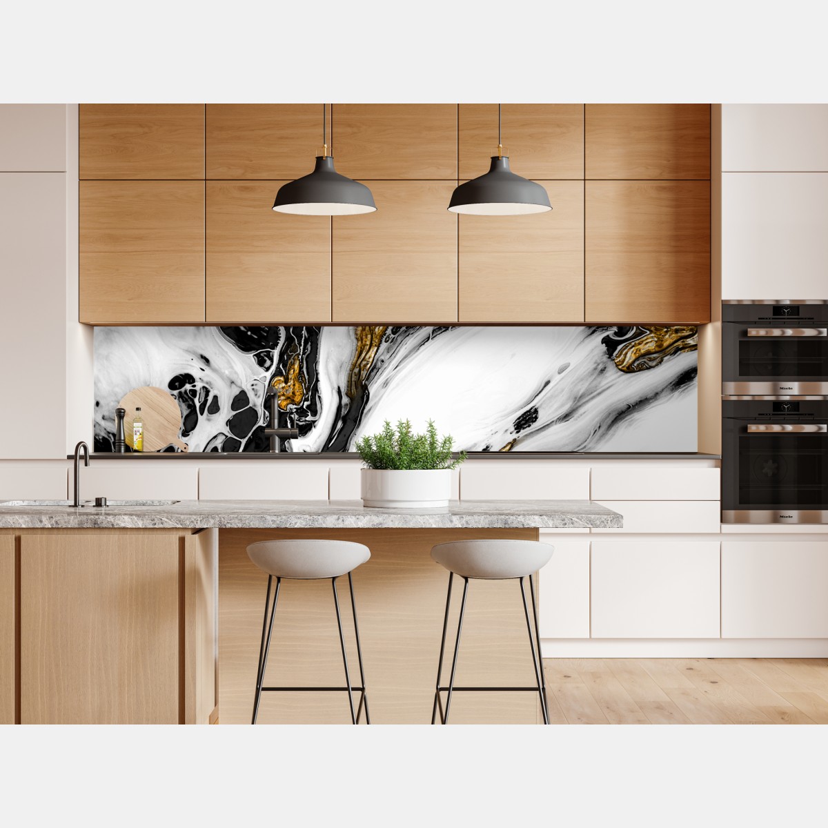 Repositionierbarer Aufkleber schwarz-weiße abstraktion mit goldenen adern – Wallnifity® Repositionierbarer Aufkleber schwarz-weiße abstraktion mit goldenen adern – Wallnifity®