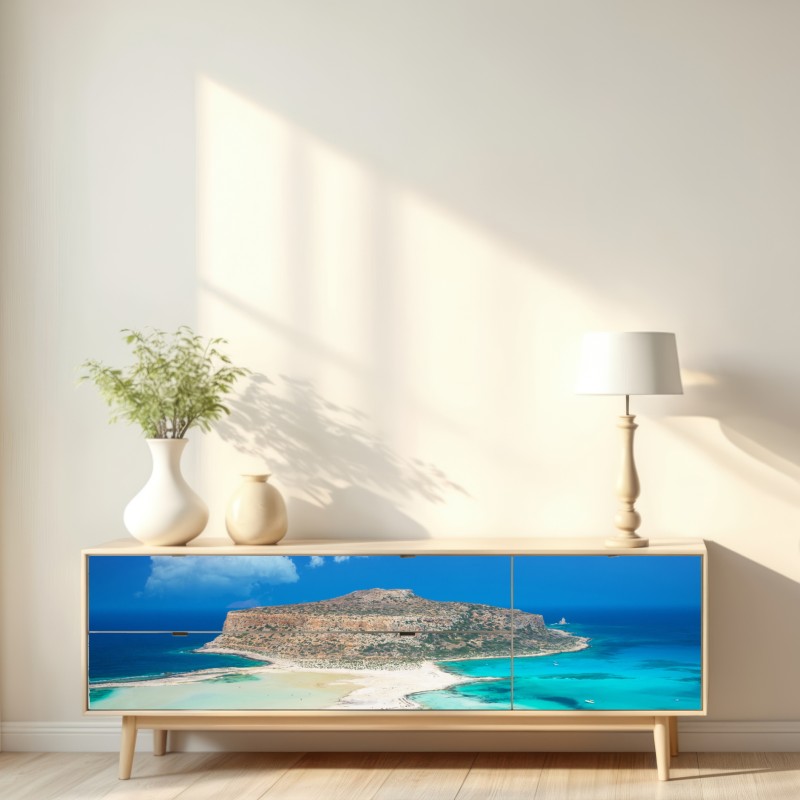 Repositionierbarer Aufkleber Balos strand und türkislagune – Wallnifity® Repositionierbarer Aufkleber Balos strand und türkislagune – Wallnifity®