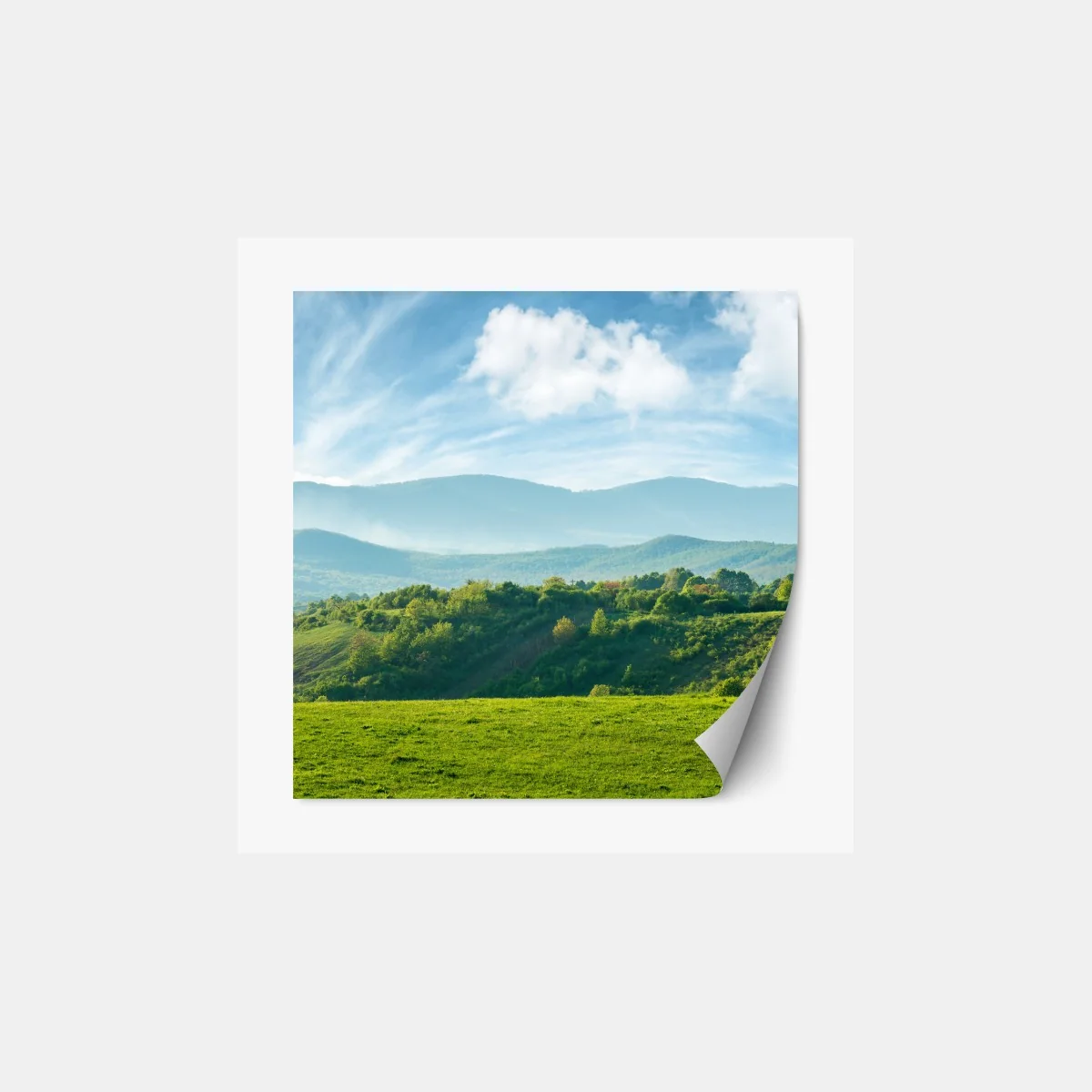 Repositionierbarer Aufkleber frühlingspanorama rumänische berge – Wallnifity® Repositionierbarer Aufkleber frühlingspanorama rumänische berge – Wallnifity®