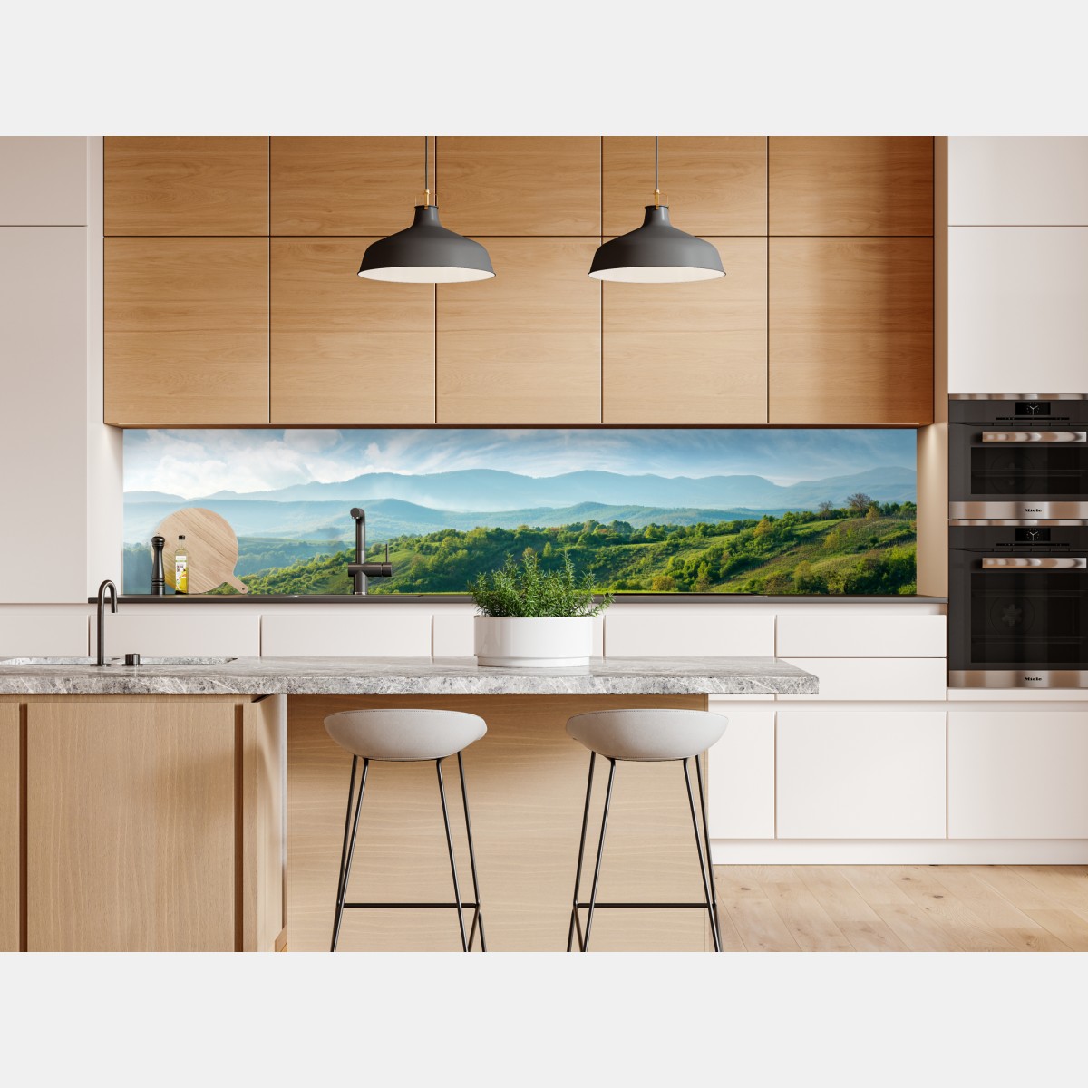 Repositionierbarer Aufkleber frühlingspanorama rumänische berge – Wallnifity® Repositionierbarer Aufkleber frühlingspanorama rumänische berge – Wallnifity®