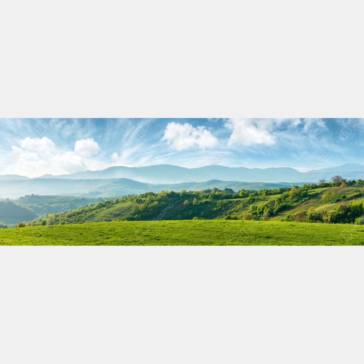 Repositionierbarer Aufkleber frühlingspanorama rumänische berge – Wallnifity® Repositionierbarer Aufkleber frühlingspanorama rumänische berge – Wallnifity®