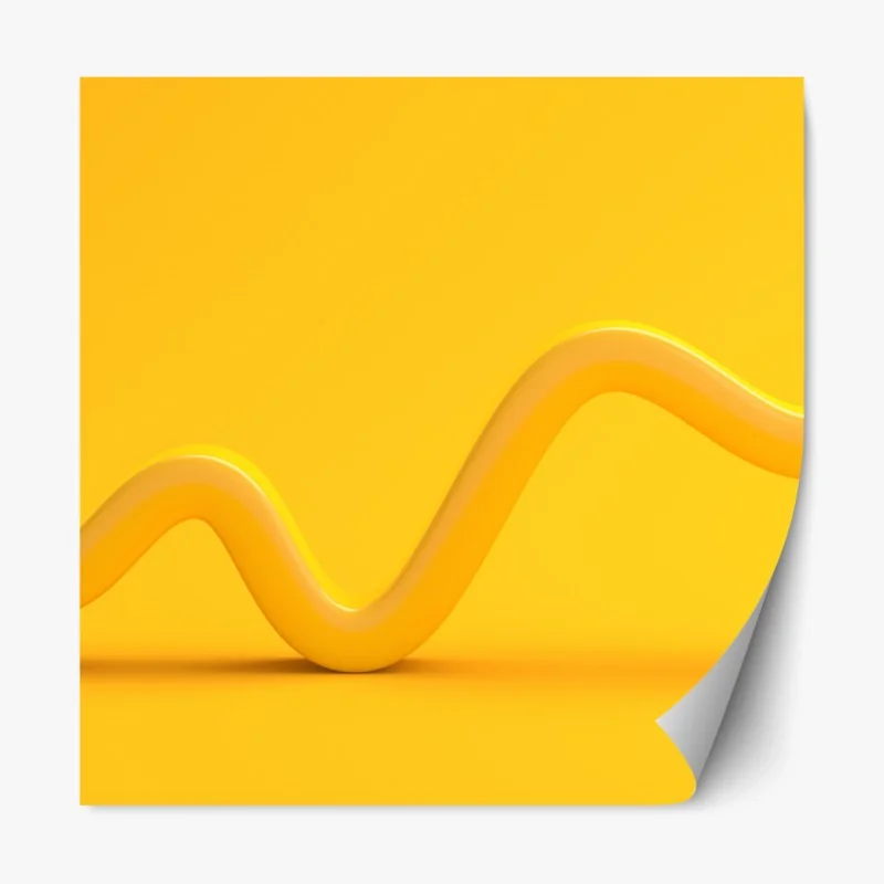 Repositionierbarer Aufkleber sonnige gelbe 3d-abstrakte kurve
