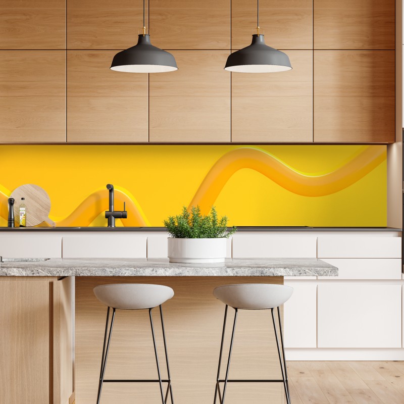 Repositionierbarer Aufkleber sonnige gelbe 3d-abstrakte kurve – Wallnifity® Repositionierbarer Aufkleber sonnige gelbe 3d-abstrakte kurve – Wallnifity®