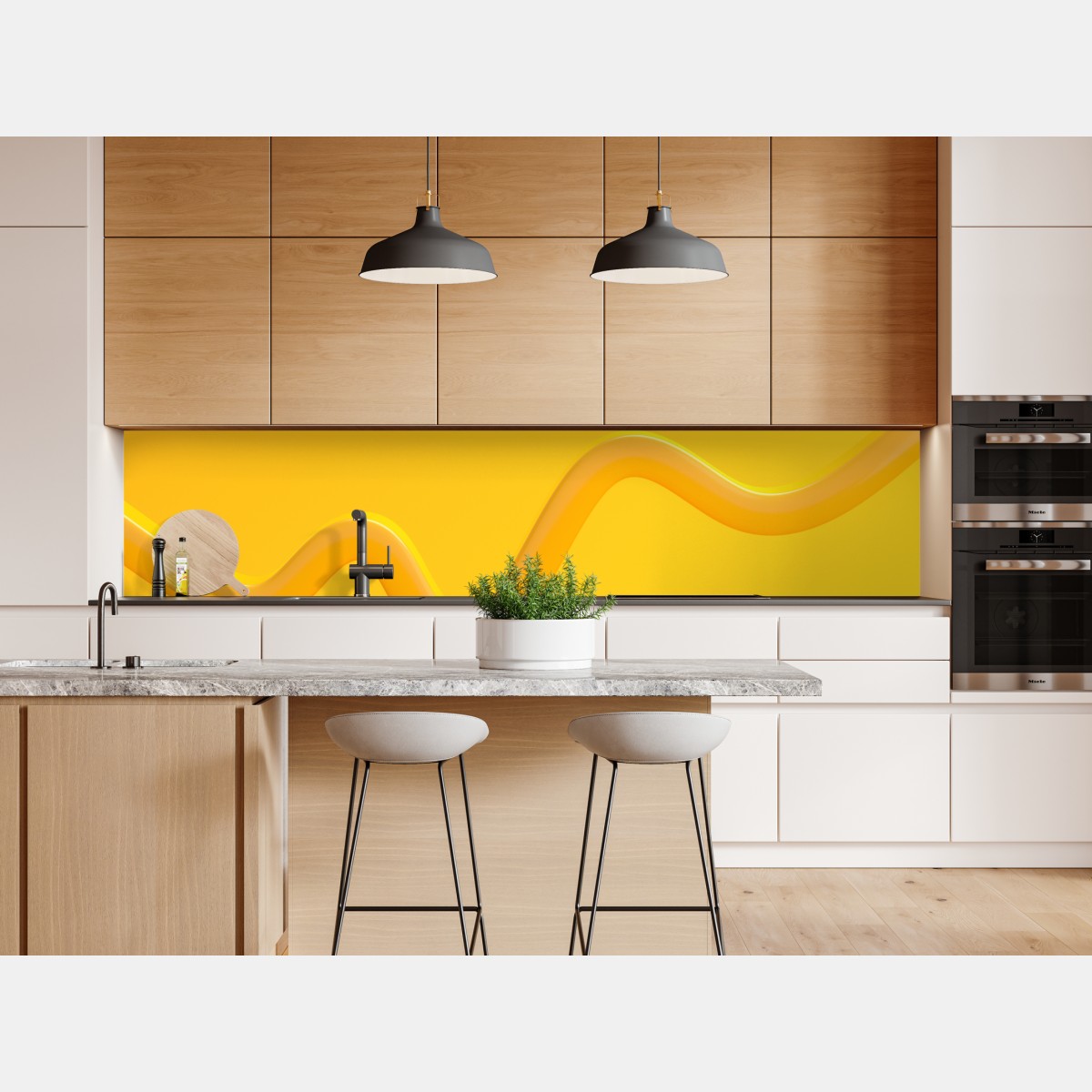 Repositionierbarer Aufkleber sonnige gelbe 3d-abstrakte kurve – Wallnifity® Repositionierbarer Aufkleber sonnige gelbe 3d-abstrakte kurve – Wallnifity®