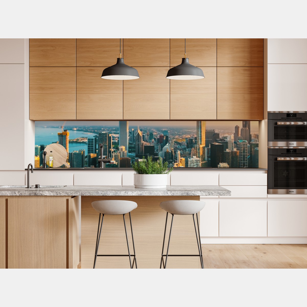 Repositionierbarer Aufkleber Chicago skyline bei sonnenuntergang – Wallnifity® Repositionierbarer Aufkleber Chicago skyline bei sonnenuntergang – Wallnifity®