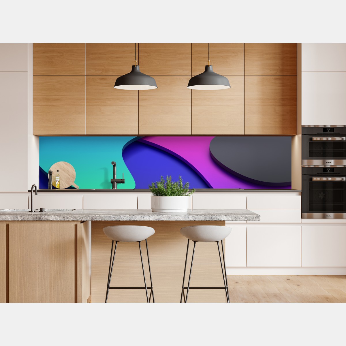Repositionierbarer Aufkleber lebhafte abstrakte 3d-kurven – Wallnifity® Repositionierbarer Aufkleber lebhafte abstrakte 3d-kurven – Wallnifity®