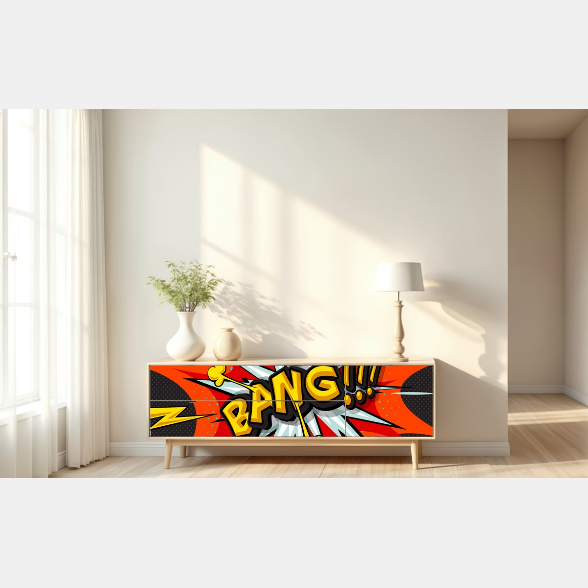 Repositionierbarer Aufkleber comic-explosion im pop-art-stil – Wallnifity® Repositionierbarer Aufkleber comic-explosion im pop-art-stil – Wallnifity®