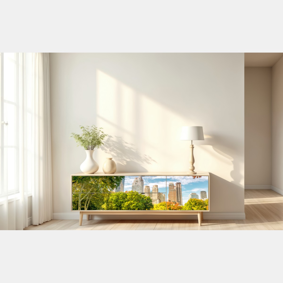 Repositionierbarer Aufkleber Central Park herbst panorama – Wallnifity® Repositionierbarer Aufkleber Central Park herbst panorama – Wallnifity®