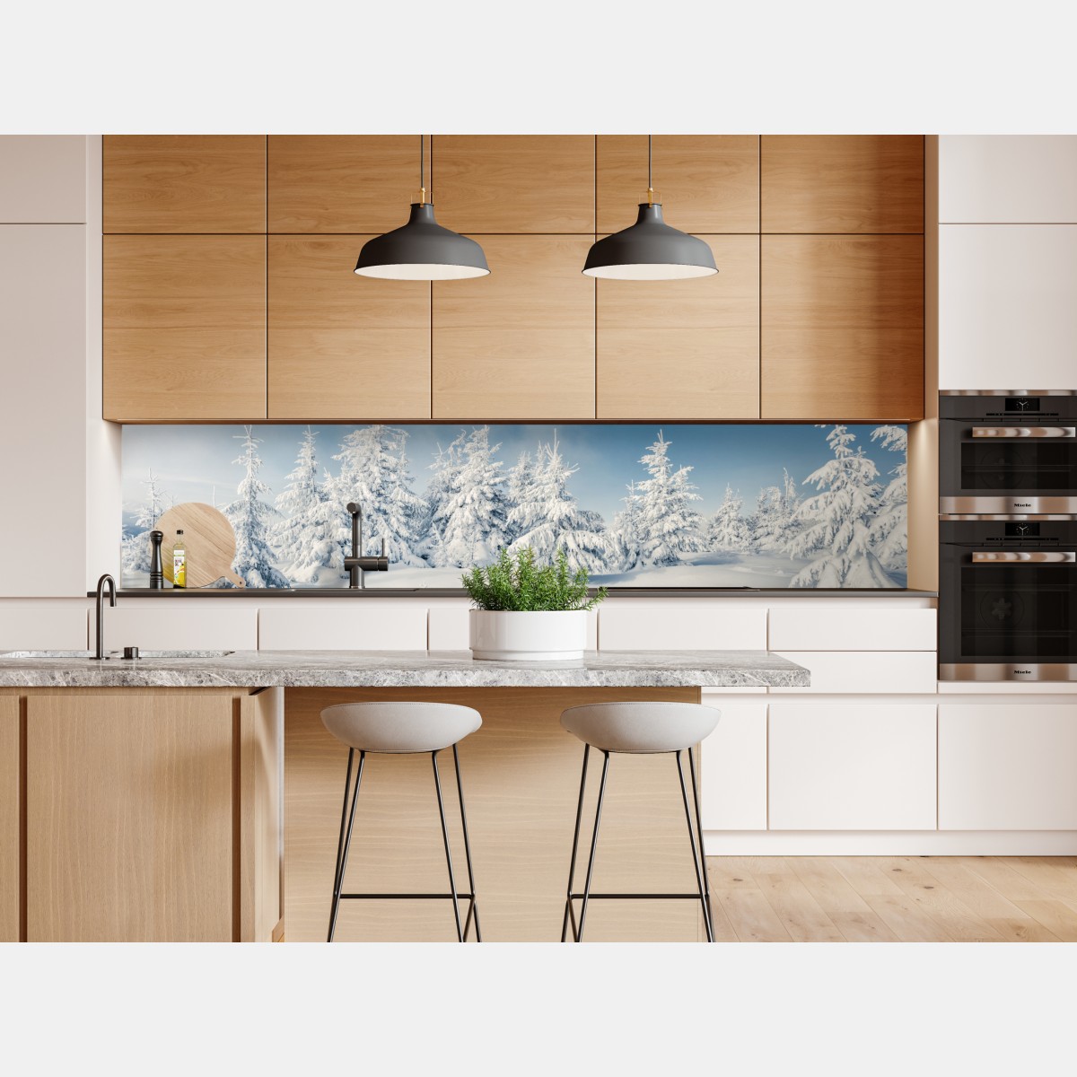 Repositionierbarer Aufkleber panorama verschneiten waldes – Wallnifity® Repositionierbarer Aufkleber panorama verschneiten waldes – Wallnifity®