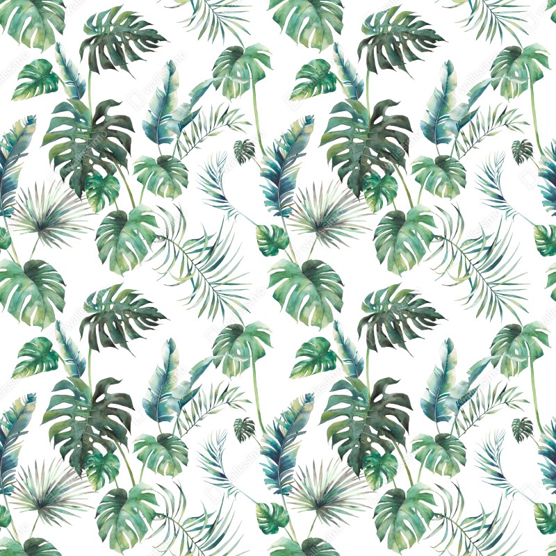 Repositionierbarer Aufkleber aquarell tropische blätter muster – Wallnifity® Repositionierbarer Aufkleber aquarell tropische blätter muster – Wallnifity®