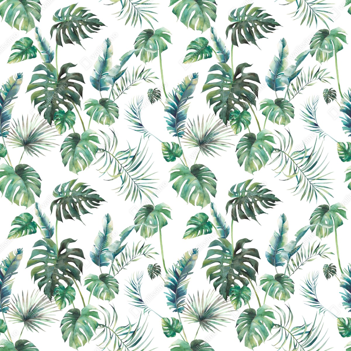 Repositionierbarer Aufkleber aquarell tropische blätter muster – Wallnifity® Repositionierbarer Aufkleber aquarell tropische blätter muster – Wallnifity®