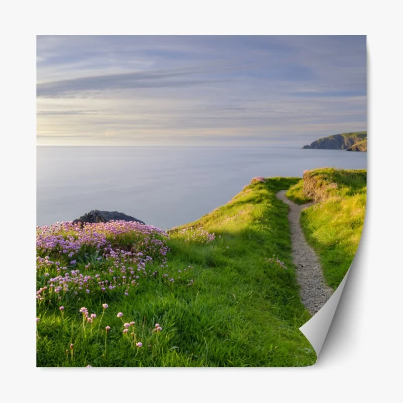 Repositionierbarer Aufkleber Ceibwr Bay küstenpfad bei dämmerung – Wallnifity® Repositionierbarer Aufkleber Ceibwr Bay küstenpfad bei dämmerung – Wallnifity®
