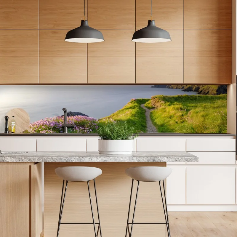 Repositionierbarer Aufkleber Ceibwr Bay küstenpfad bei dämmerung – Wallnifity® Repositionierbarer Aufkleber Ceibwr Bay küstenpfad bei dämmerung – Wallnifity®