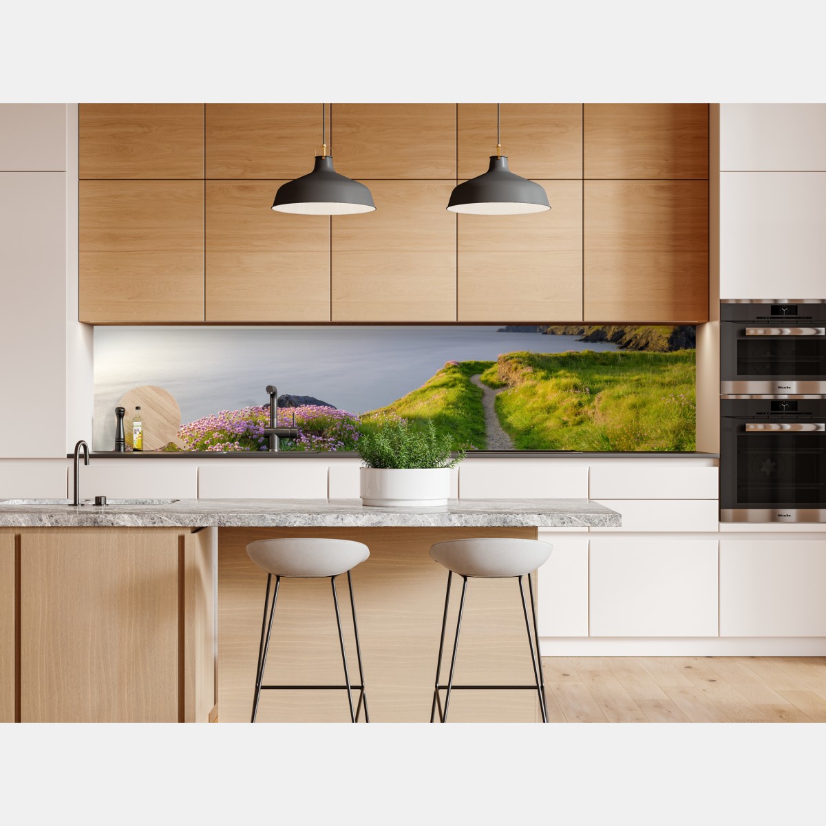 Repositionierbarer Aufkleber Ceibwr Bay küstenpfad bei dämmerung – Wallnifity® Repositionierbarer Aufkleber Ceibwr Bay küstenpfad bei dämmerung – Wallnifity®