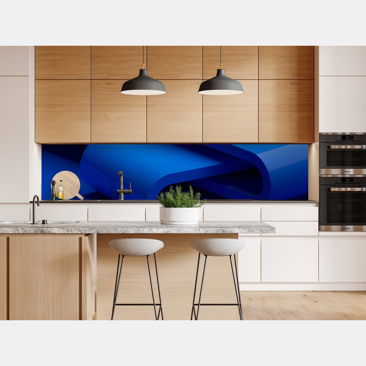 Repositionierbarer Aufkleber minimalistische blaue geometrische schleife – Wallnifity® Repositionierbarer Aufkleber minimalistische blaue geometrische schleife – Wallnifity®