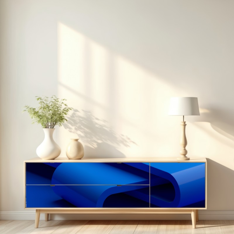 Repositionierbarer Aufkleber minimalistische blaue geometrische schleife – Wallnifity® Repositionierbarer Aufkleber minimalistische blaue geometrische schleife – Wallnifity®