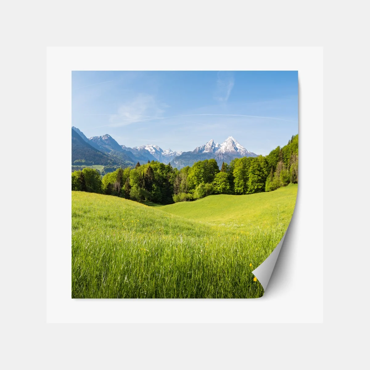 Repositionierbarer Aufkleber ruhiges alpines wiesenpanorama – Wallnifity® Repositionierbarer Aufkleber ruhiges alpines wiesenpanorama – Wallnifity®