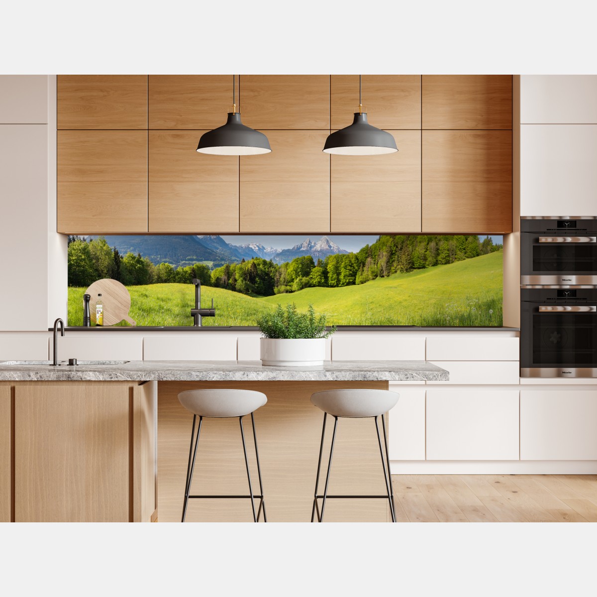 Repositionierbarer Aufkleber ruhiges alpines wiesenpanorama – Wallnifity® Repositionierbarer Aufkleber ruhiges alpines wiesenpanorama – Wallnifity®