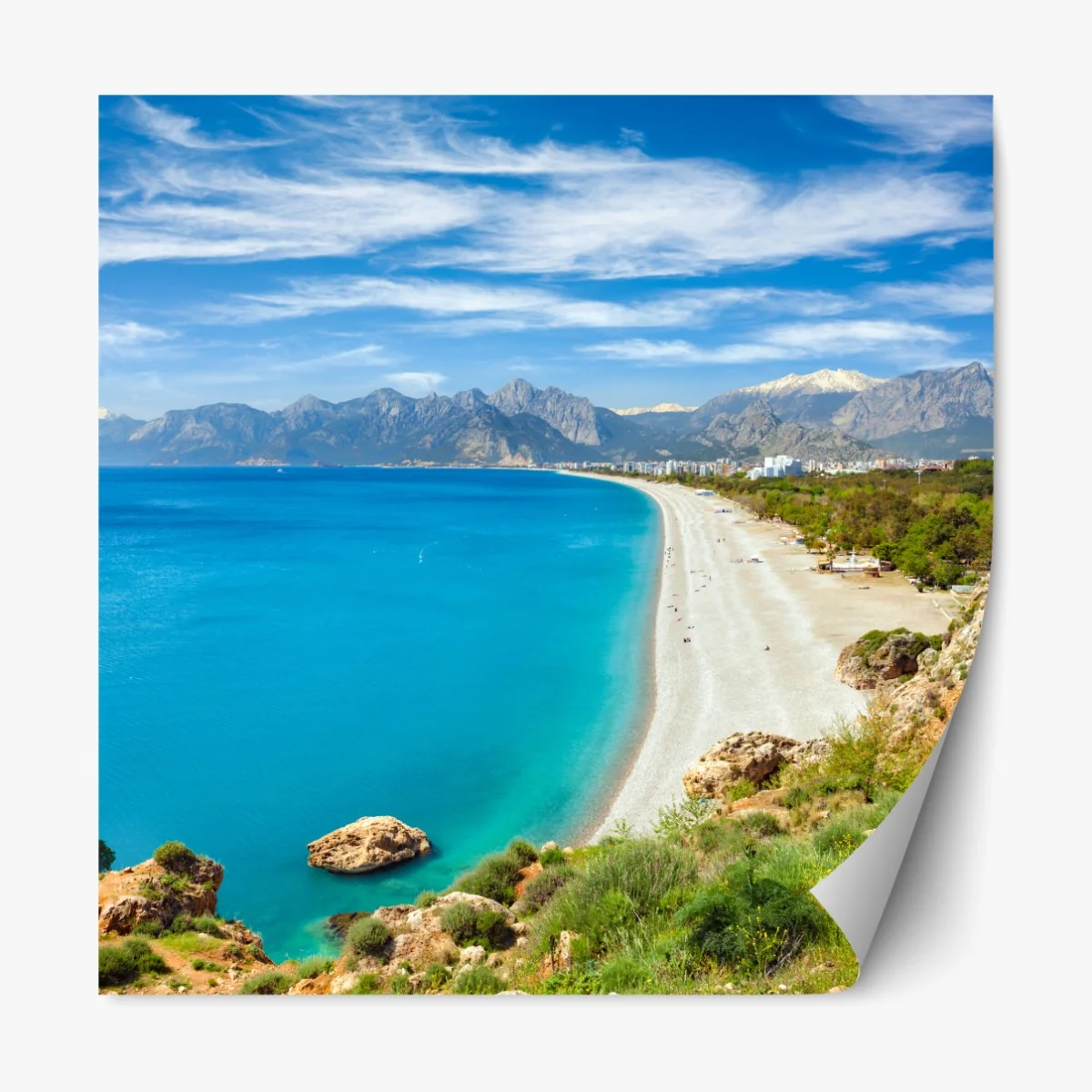 Repositionierbarer Aufkleber ruhiger strand von Konyaalti, Antalya – Wallnifity® Repositionierbarer Aufkleber ruhiger strand von Konyaalti, Antalya – Wallnifity®