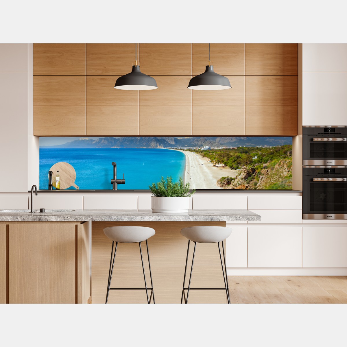 Repositionierbarer Aufkleber ruhiger strand von Konyaalti, Antalya – Wallnifity® Repositionierbarer Aufkleber ruhiger strand von Konyaalti, Antalya – Wallnifity®