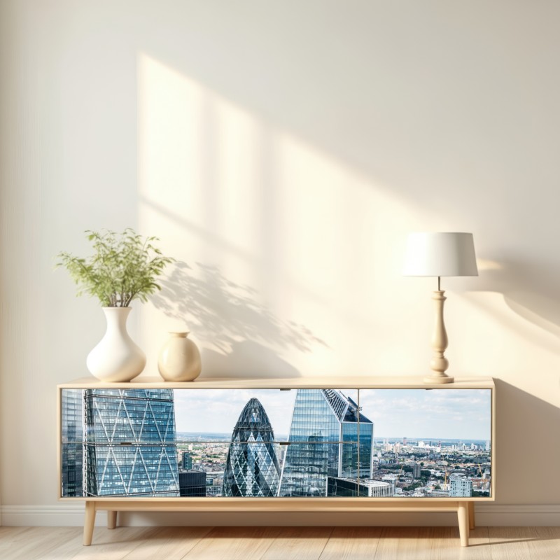 Repositionierbarer Aufkleber moderne London skyline mit gläsernen wolkenkratzern – Wallnifity® Repositionierbarer Aufkleber moderne London skyline mit gläsernen wolkenkratzern – Wallnifity®
