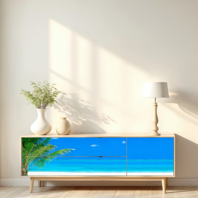 Repositionierbarer Aufkleber Malediven tropischer strand paradis – Wallnifity® Repositionierbarer Aufkleber Malediven tropischer strand paradis – Wallnifity®