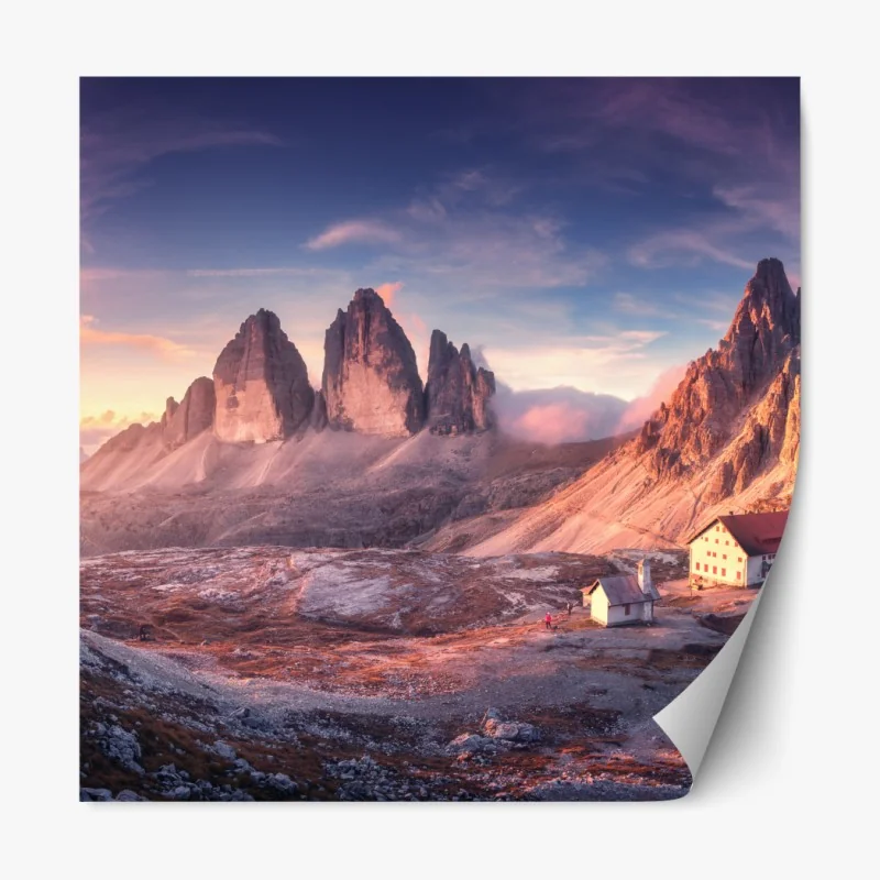 Repositionierbarer Aufkleber sonnenaufgang über den gipfeln der Dolomiten – Wallnifity® Repositionierbarer Aufkleber sonnenaufgang über den gipfeln der Dolomiten – Wallnifity®