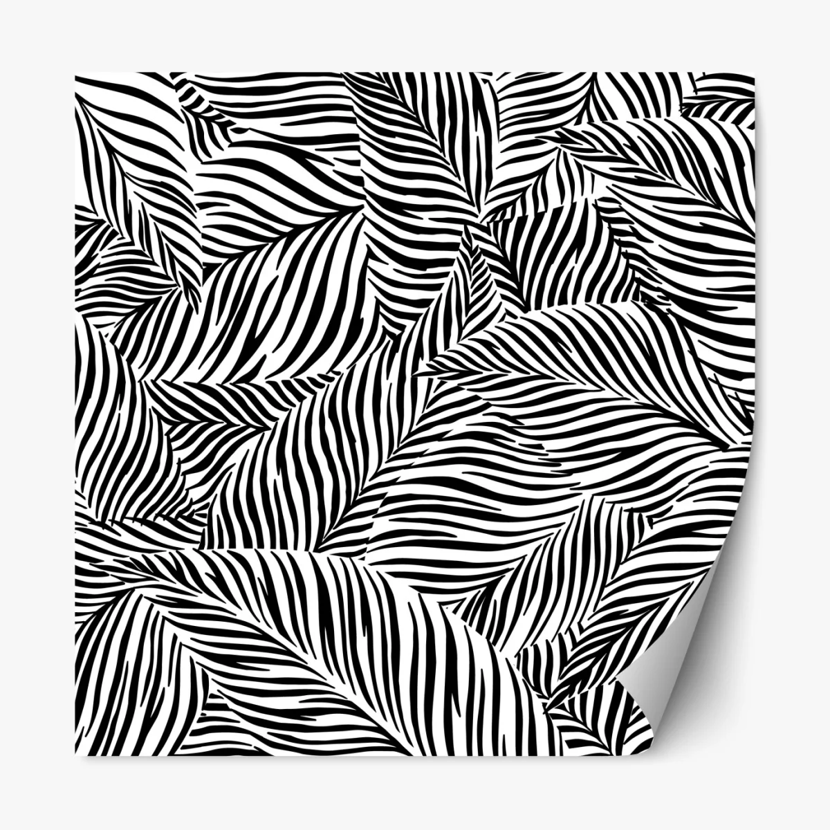 Repositionierbarer Aufkleber monochromes tropisches blattmuster – Wallnifity® Repositionierbarer Aufkleber monochromes tropisches blattmuster – Wallnifity®