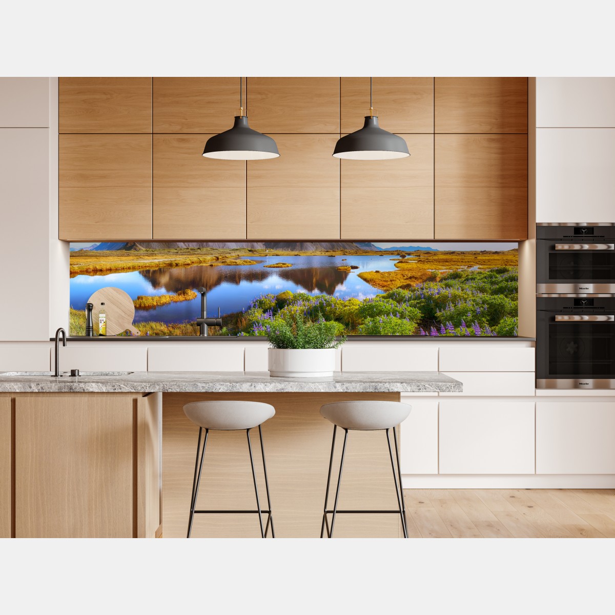 Repositionierbarer Aufkleber lebendige lupinenwiesen bei Vestrahorn, Island – Wallnifity® Repositionierbarer Aufkleber lebendige lupinenwiesen bei Vestrahorn, Island – Wallnifity®