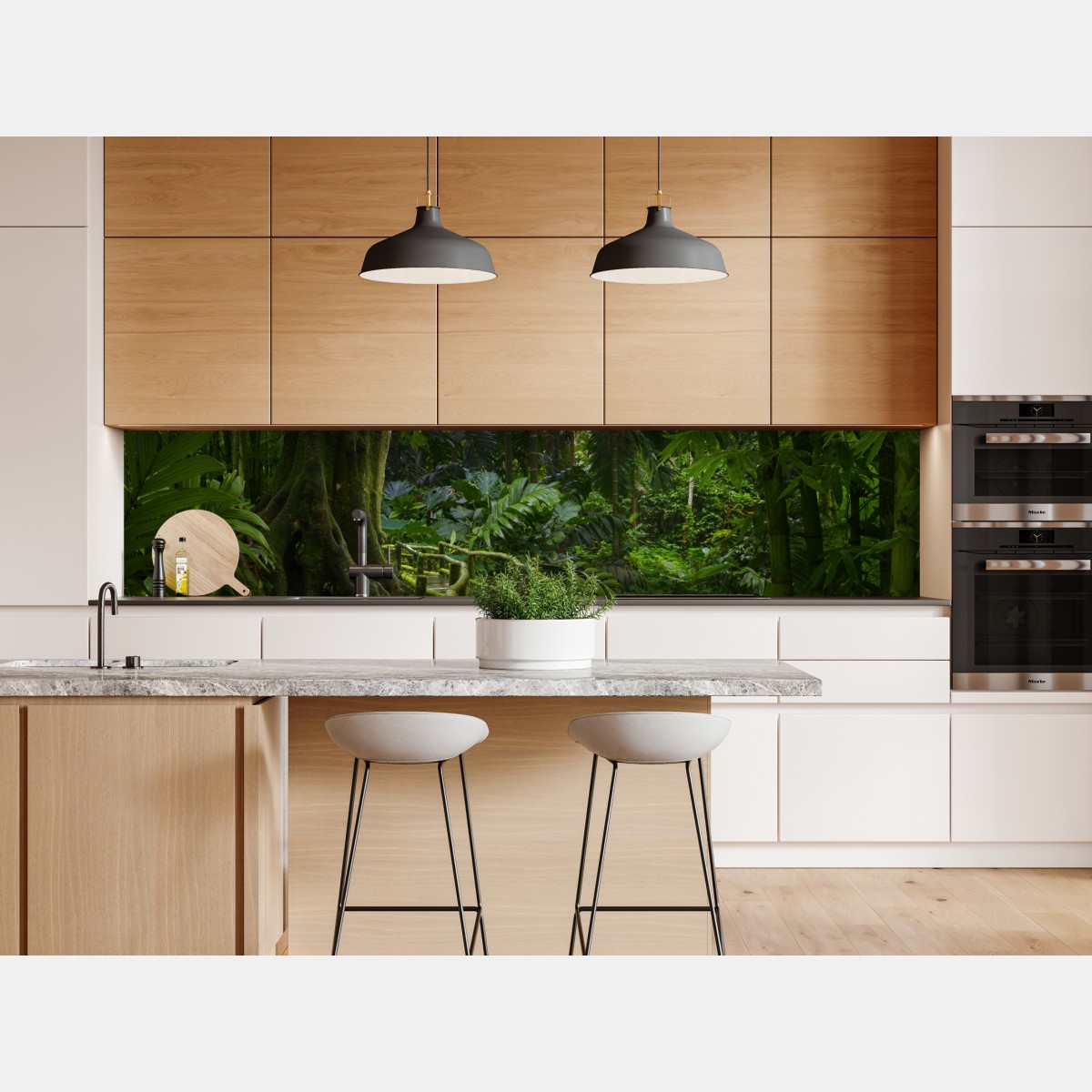 Repositionierbarer Aufkleber ruhiger dschungelsteg durch üppigen regenwald – Wallnifity® Repositionierbarer Aufkleber ruhiger dschungelsteg durch üppigen regenwald – Wallnifity®