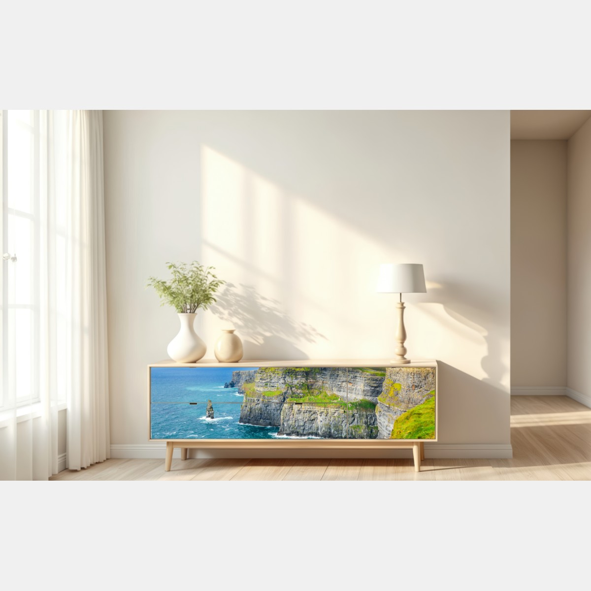 Repositionierbarer Aufkleber dramatische küstenklippen mit meerblick – Wallnifity® Repositionierbarer Aufkleber dramatische küstenklippen mit meerblick – Wallnifity®