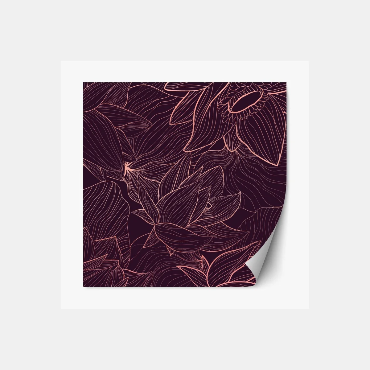 Repositionierbarer Aufkleber elegantes rosa linienblumenmuster – Wallnifity® Repositionierbarer Aufkleber elegantes rosa linienblumenmuster – Wallnifity®