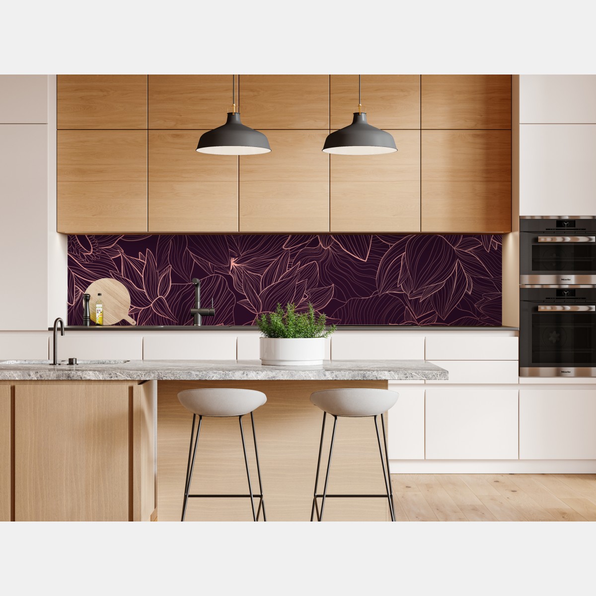 Repositionierbarer Aufkleber elegantes rosa linienblumenmuster – Wallnifity® Repositionierbarer Aufkleber elegantes rosa linienblumenmuster – Wallnifity®
