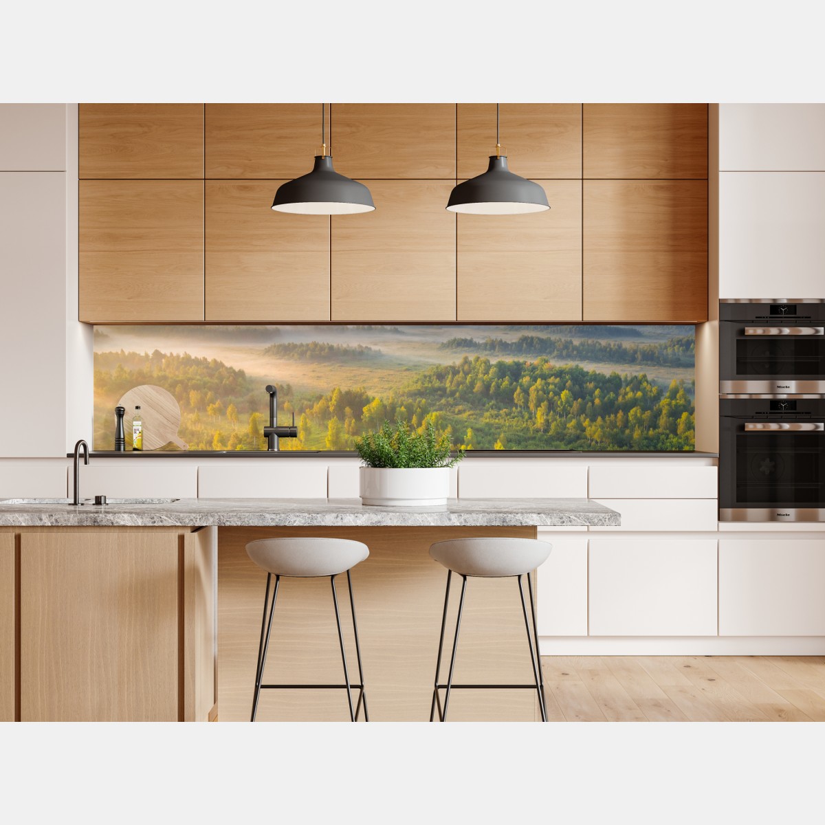 Repositionierbarer Aufkleber nebliger morgen im sumpf von Zvanets – Wallnifity® Repositionierbarer Aufkleber nebliger morgen im sumpf von Zvanets – Wallnifity®
