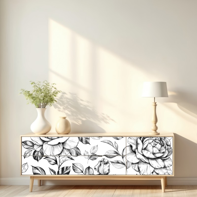 Repositionierbarer Aufkleber handgezeichnetes rosenmuster – Wallnifity® Repositionierbarer Aufkleber handgezeichnetes rosenmuster – Wallnifity®