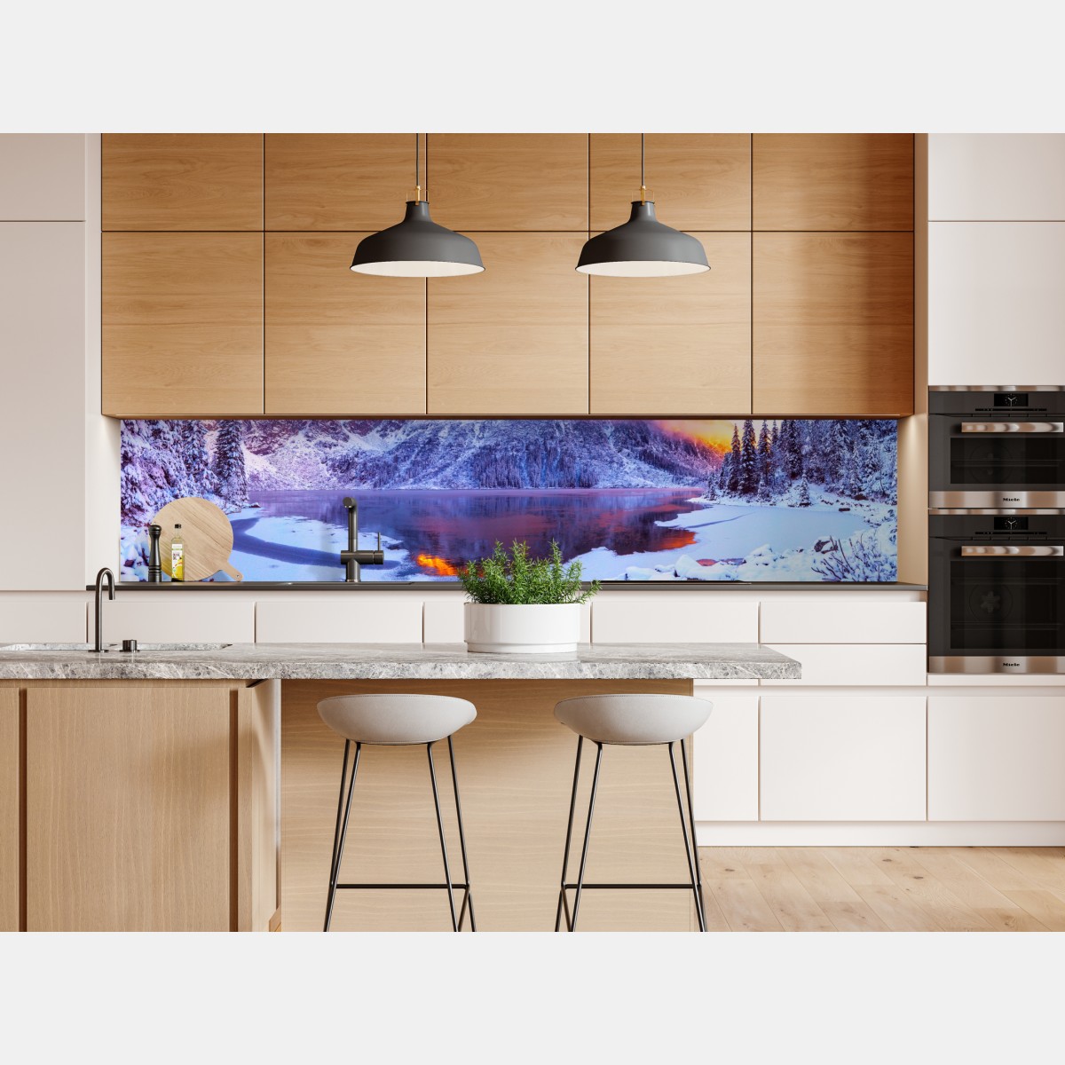 Repositionierbarer Aufkleber sonnenbeschienene berge über gefrorenem alpensee – Wallnifity® Repositionierbarer Aufkleber sonnenbeschienene berge über gefrorenem alpensee – Wallnifity®