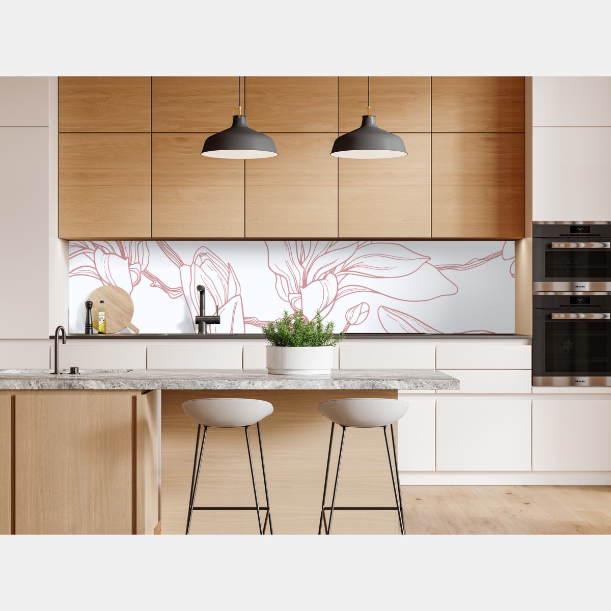 Repositionierbarer Aufkleber zartes magnolienmuster in sanftem rosa – Wallnifity® Repositionierbarer Aufkleber zartes magnolienmuster in sanftem rosa – Wallnifity®