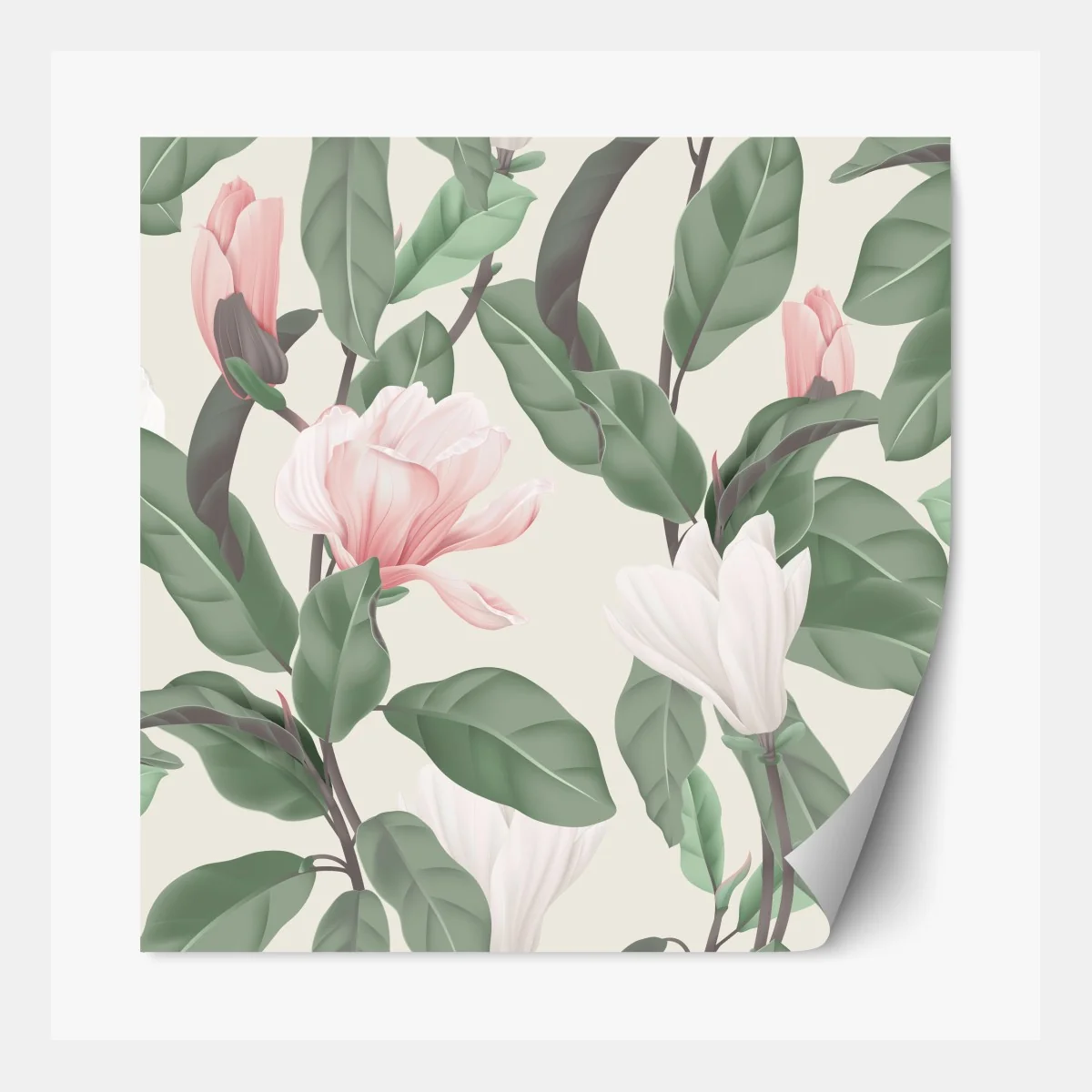 Repositionierbarer Aufkleber pastell magnolienmuster – Wallnifity® Repositionierbarer Aufkleber pastell magnolienmuster – Wallnifity®