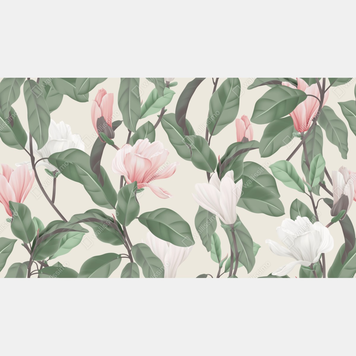 Repositionierbarer Aufkleber pastell magnolienmuster – Wallnifity® Repositionierbarer Aufkleber pastell magnolienmuster – Wallnifity®