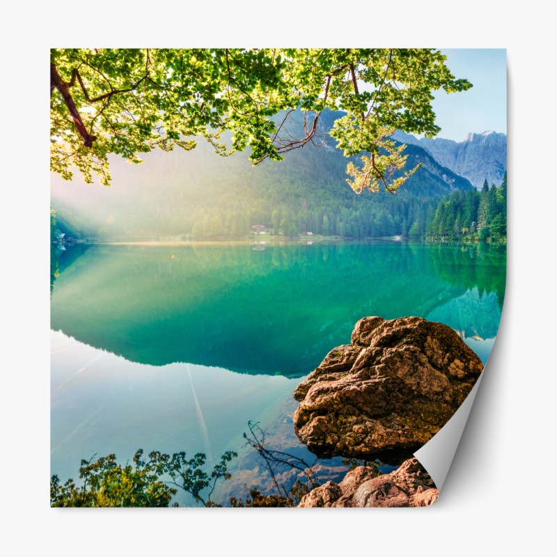 Repositionierbarer Aufkleber nahaufnahme einer roten dahlie – Wallnifity®