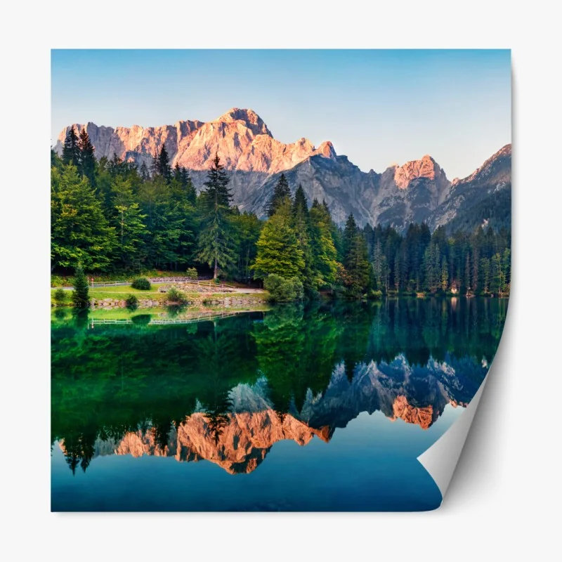 Repositionierbarer Aufkleber ruhiger morgen am Fusine See, Julische Alpen – Wallnifity® Repositionierbarer Aufkleber ruhiger morgen am Fusine See, Julische Alpen – Wallnifity®