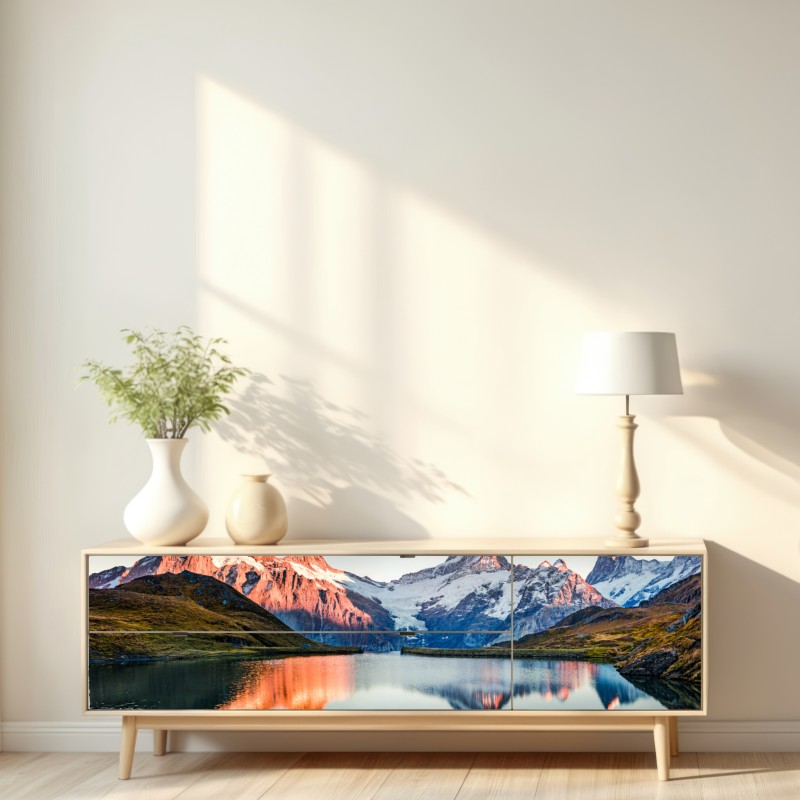 Repositionierbarer Aufkleber sonnenuntergangsreflexionen am Bachalpsee, Schweiz – Wallnifity® Repositionierbarer Aufkleber sonnenuntergangsreflexionen am Bachalpsee, Schweiz – Wallnifity®